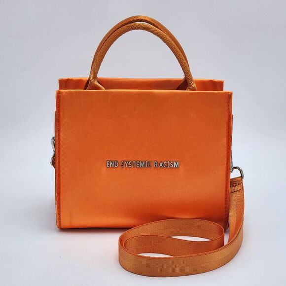 Brandon Blackwood End Systemic Racism (ESR) Satin Mini Crossbody Bag Orange RARE - Picture 1 of 11